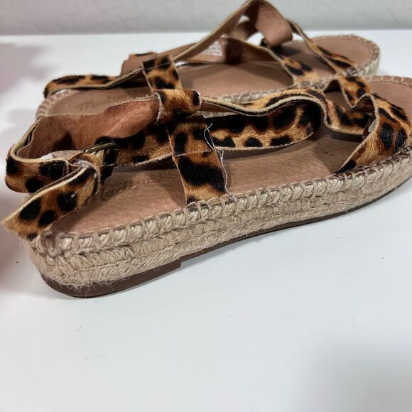 🤎 Madewell Malia Espadrille Leather Upper Calf Hair Leopard Sandals size 9.5 - Picture 3 of 8